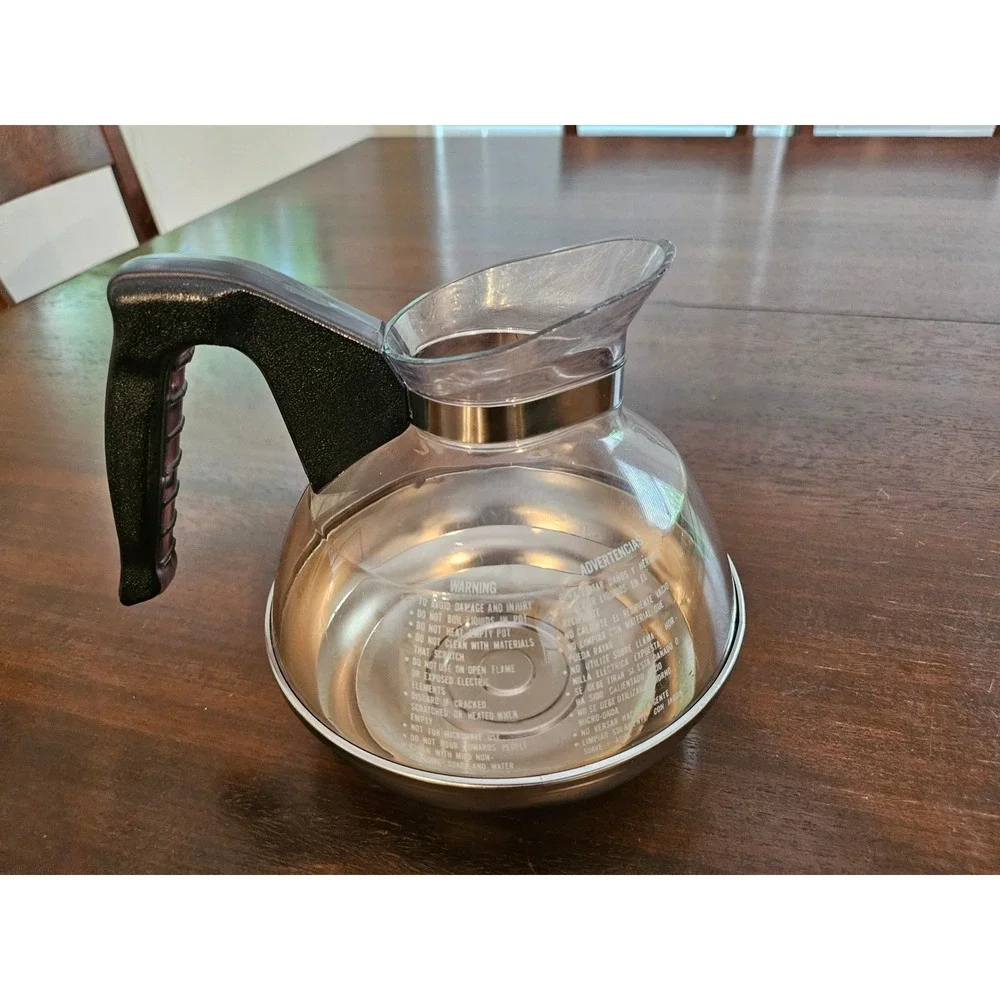 Bunn Coffee Carafe Decanter Stainless Steel Base Clear Plastic Black Handle